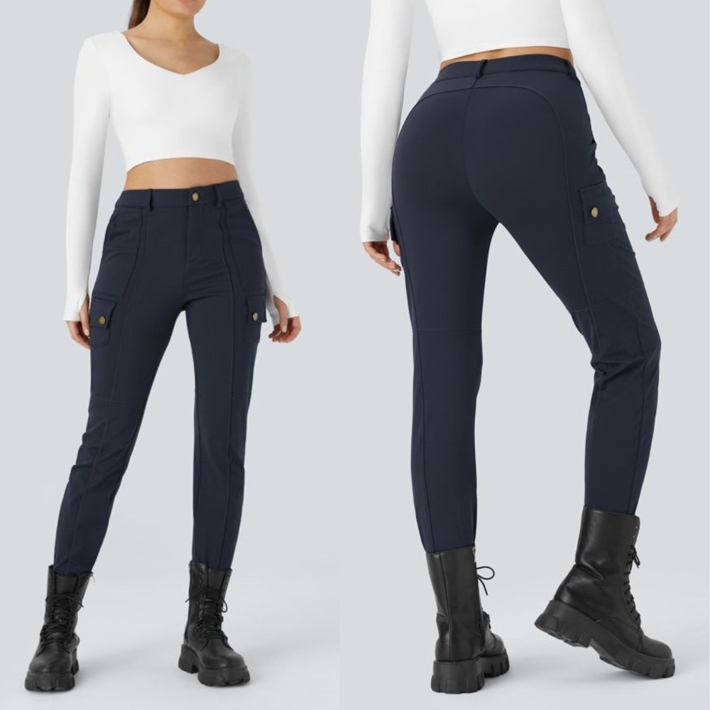 HALARA DayStretch High Waisted Skinny Cargo Pants Size XS Tall Midnght Blue Hike